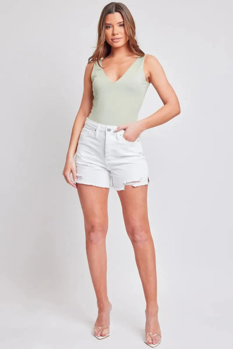 YMI Jeanswear Distressed Frayed Hem Denim Shorts for Summer - Love Salve